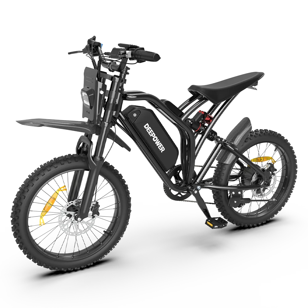 DEEPOWER S21 2000W Fat Tire Electric Bike,48V 25Ah 100KM Range 50KM/H Off-Road E-Bike,Full Suspension Mountain E-Bike for Adults