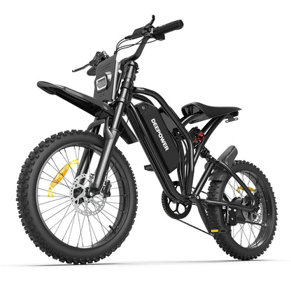 DEEPOWER S21 2000W Fat Tire Electric Bike,48V 25Ah 100KM Range 50KM/H Off-Road E-Bike,Full Suspension Mountain E-Bike for Adults