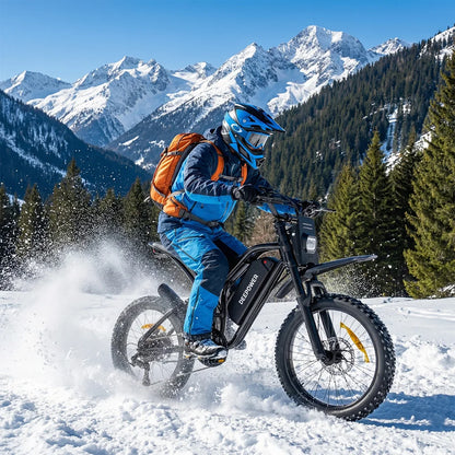 DEEPOWER S21 2000W Fat Tire Electric Bike,48V 25Ah 100KM Range 50KM/H Off-Road E-Bike,Full Suspension Mountain E-Bike for Adults