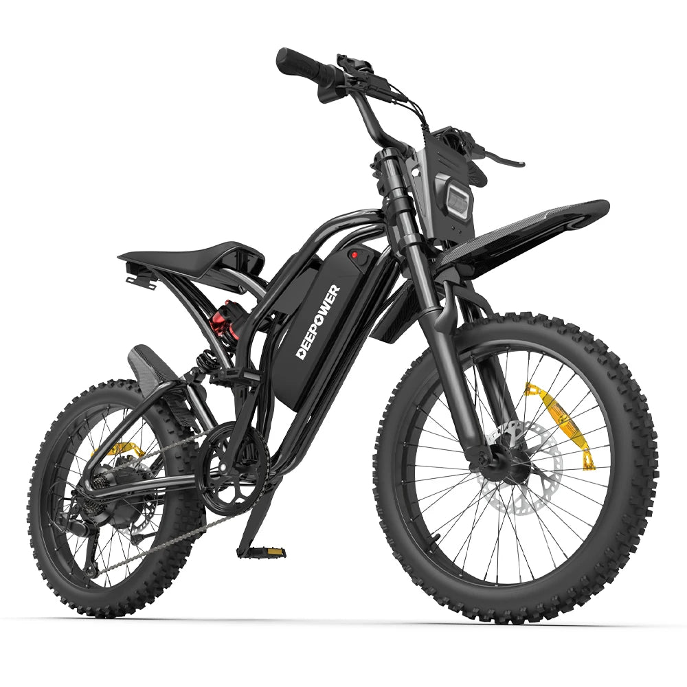 DEEPOWER S21 2000W Fat Tire Electric Bike,48V 25Ah 100KM Range 50KM/H Off-Road E-Bike,Full Suspension Mountain E-Bike for Adults