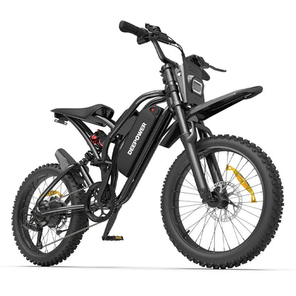 DEEPOWER S21 2000W Fat Tire Electric Bike,48V 25Ah 100KM Range 50KM/H Off-Road E-Bike,Full Suspension Mountain E-Bike for Adults