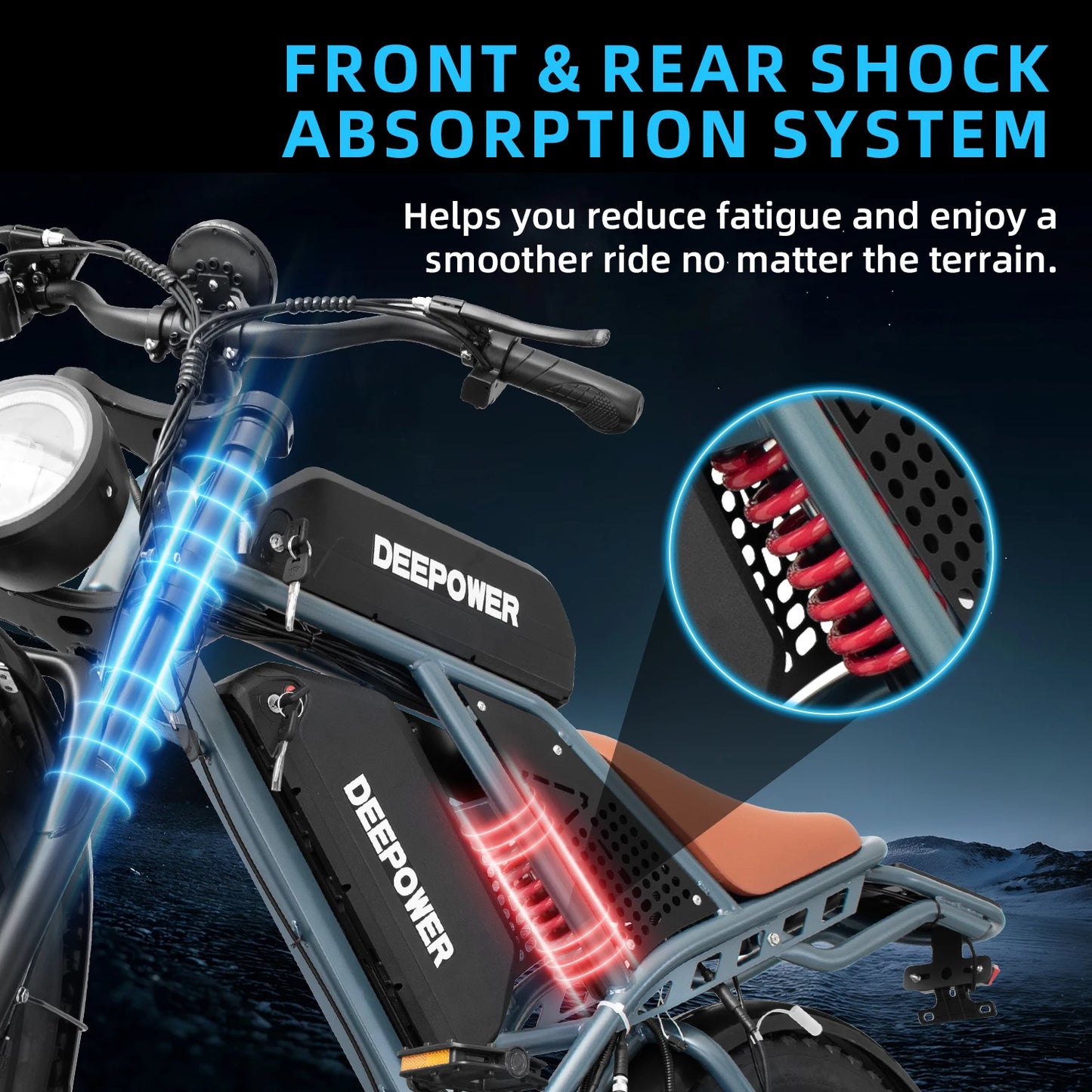 DEEPOWER QS7 Electric Bicycle 1000W Motor 48V60AH lithium battery Aldult Electric Bike 20*4.0 -In Fat Tire Snow E-bike EU Stock