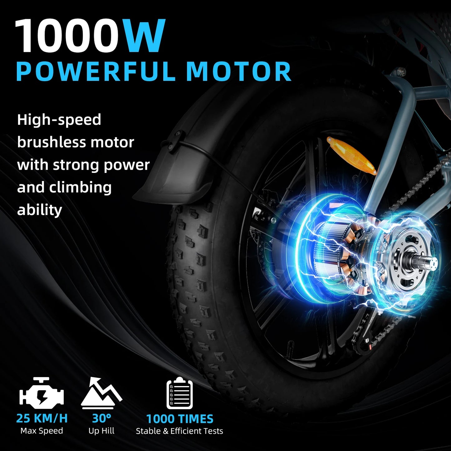 DEEPOWER QS7 Electric Bicycle 1000W Motor 48V60AH lithium battery Aldult Electric Bike 20*4.0 -In Fat Tire Snow E-bike EU Stock