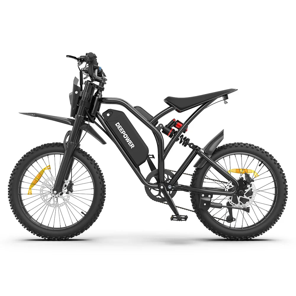 DEEPOWER S21 2000W Fat Tire Electric Bike,48V 25Ah 100KM Range 50KM/H Off-Road E-Bike,Full Suspension Mountain E-Bike for Adults