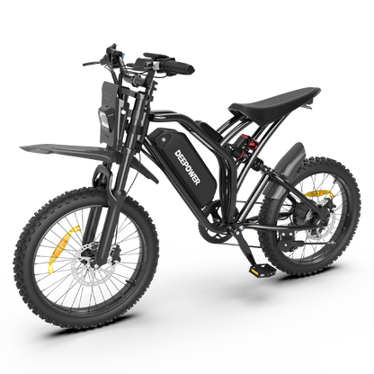 DEEPOWER S21 2000W Fat Tire Electric Bike,48V 25Ah 100KM Range 50KM/H Off-Road E-Bike,Full Suspension Mountain E-Bike for Adults