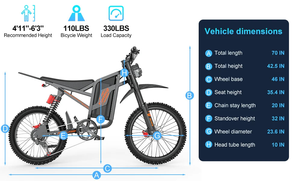 Moveloop S800 3000W Ebike Hydraulic brakes 48V/22.4AH Battery 45-100 Mi 35 Mph Ebike For Adults