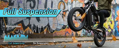 Ridstar Q30 2000W Electric Bike for Adults 48V 20Ah Detachable Battery 33MPH & 88 Miles Electric Motorcycle 20’’ Fat Tire E-Mou