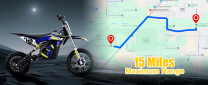 KOOZ HP112E 36V 1000W Electric Dirt Bike for Kids, 3 Speed Modes,  Electric Motorcycle Up to 18 MPH & 15 Miles Long-Range.