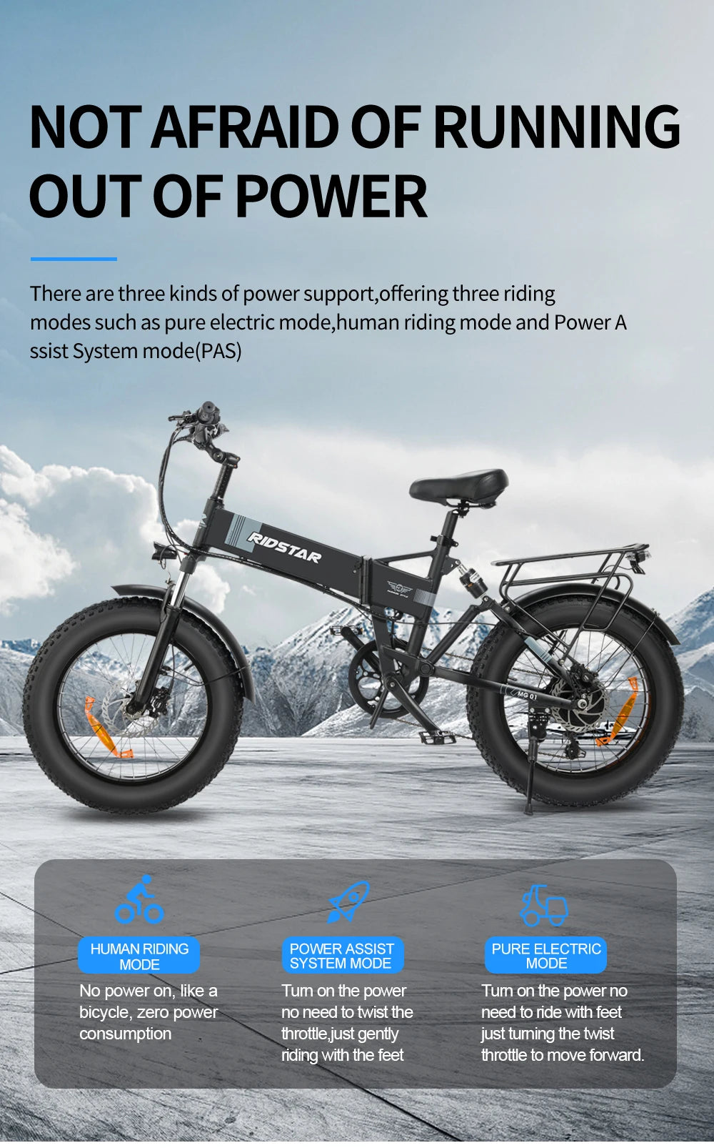 Ridstar Folding Electric Bike for Adults 1500W 48V 15AH 30MPH 50Miles 20" Fat Tire City Commuter EBike Foldable Bicycle UL2849