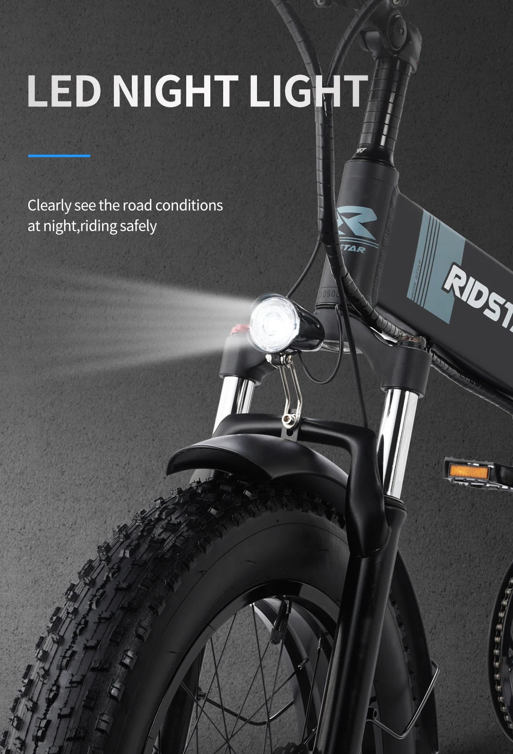 Ridstar Folding Electric Bike for Adults 1500W 48V 15AH 30MPH 50Miles 20" Fat Tire City Commuter EBike Foldable Bicycle UL2849