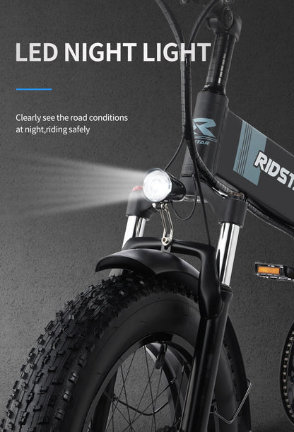 Ridstar Folding Electric Bike for Adults 1500W 48V 15AH 30MPH 50Miles 20" Fat Tire City Commuter EBike Foldable Bicycle UL2849