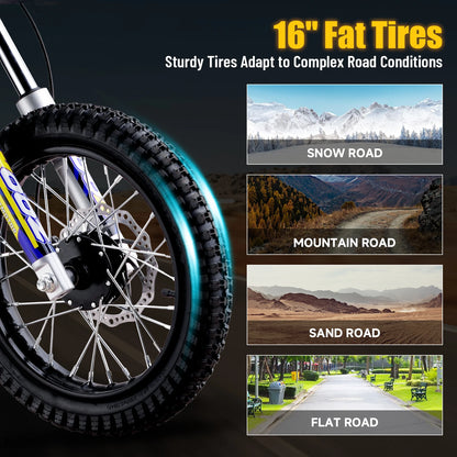 KOOZ HP112E 36V 1000W Electric Dirt Bike for Kids, 3 Speed Modes,  Electric Motorcycle Up to 18 MPH & 15 Miles Long-Range.