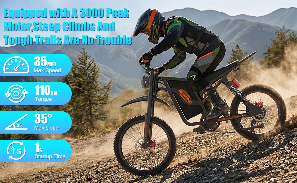 Moveloop S800 3000W Ebike Hydraulic brakes 48V/22.4AH Battery 45-100 Mi 35 Mph Ebike For Adults