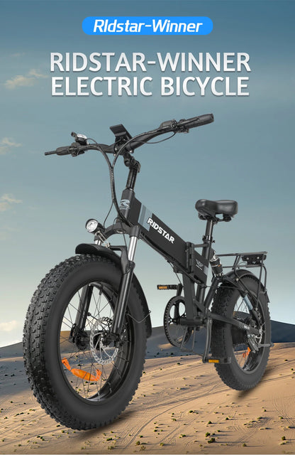 Ridstar Folding Electric Bike for Adults 1500W 48V 15AH 30MPH 50Miles 20" Fat Tire City Commuter EBike Foldable Bicycle UL2849